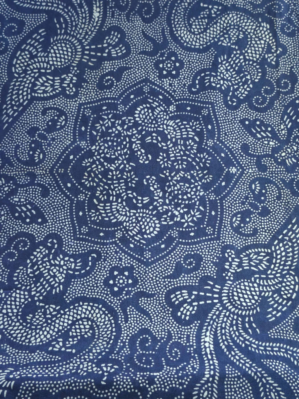 Indigo Phoenix Garden — Blue Resist-Printed Cotton