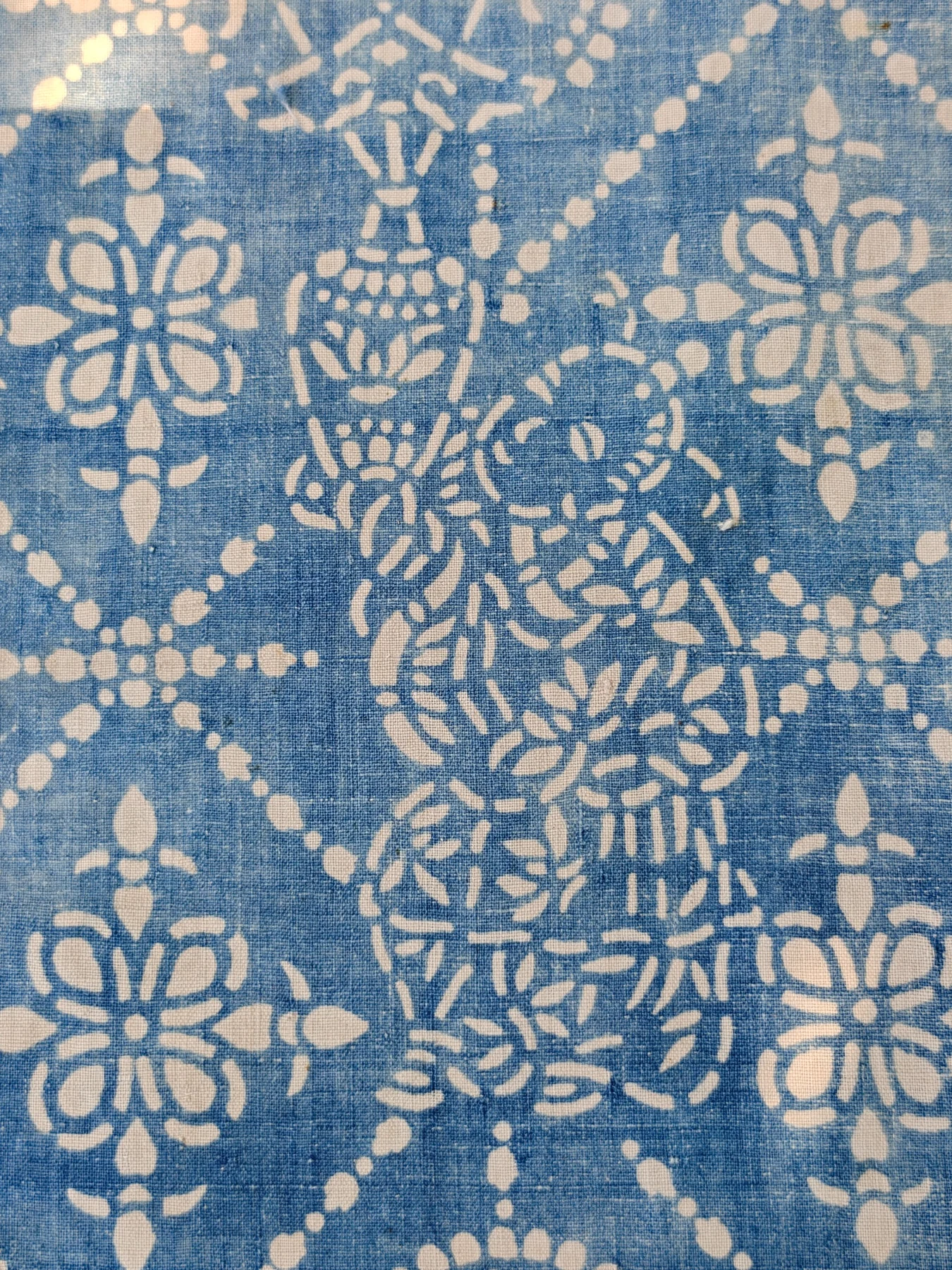 Child & Vase — Faded Nantong Blue Resist-Printed Textile