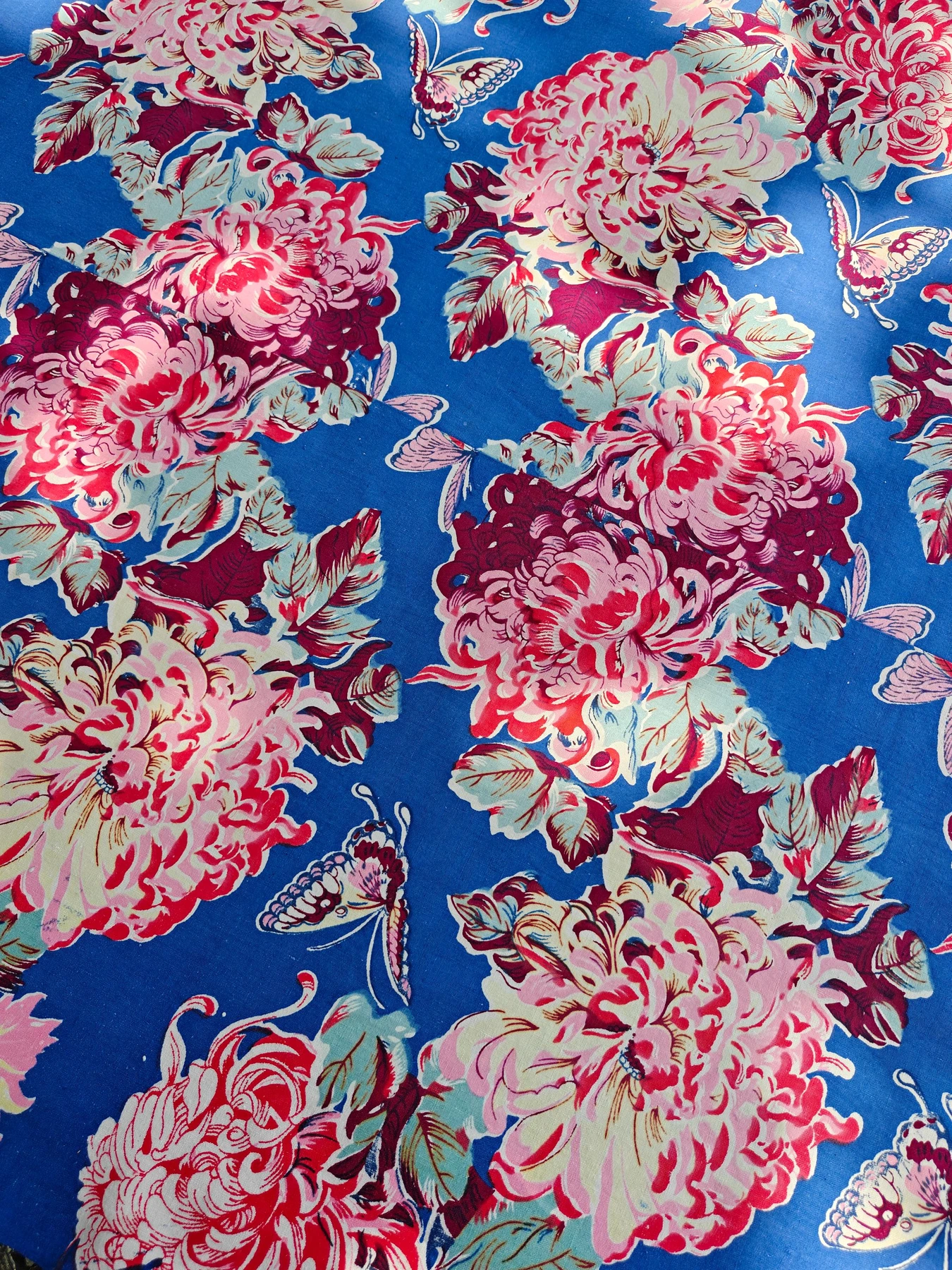 Chrysanthemum and Butterfly Bedsheet — source photograph 3, documenting the same textile.